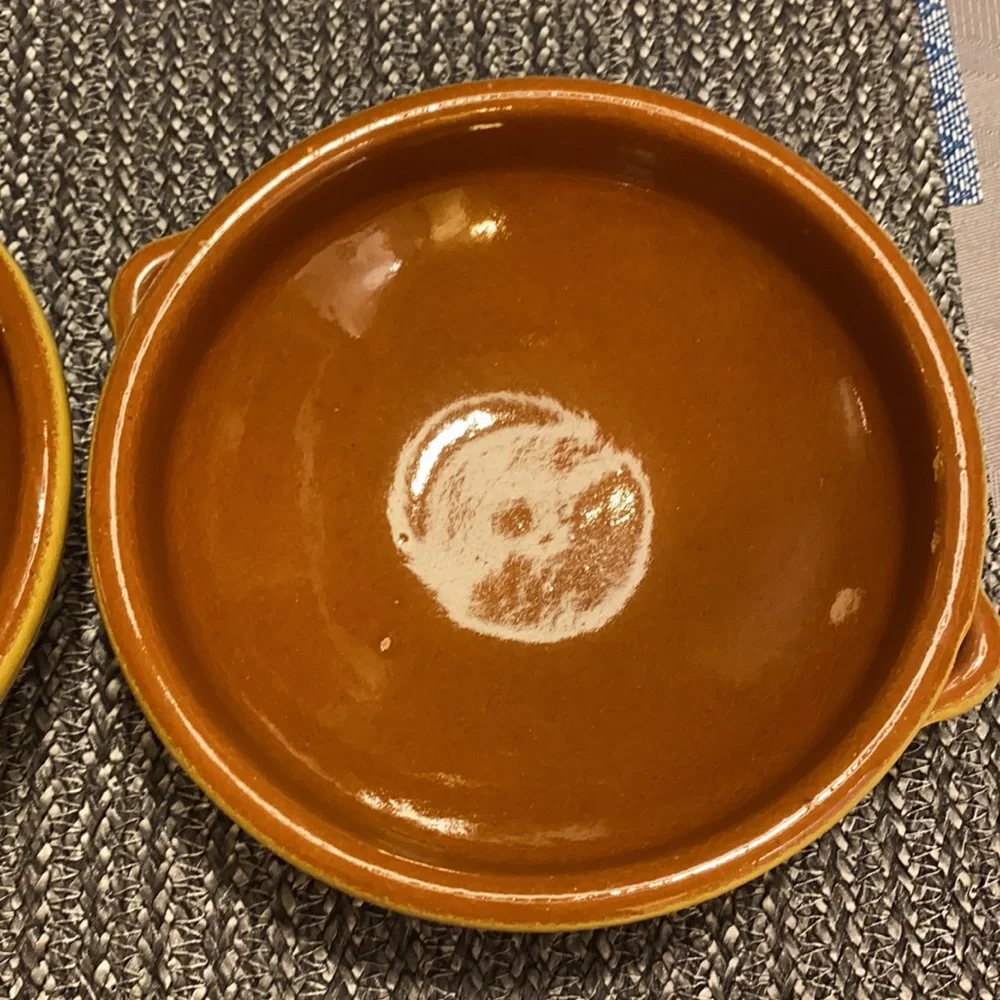 Clay Ceramic Mustard/Brown Clay Bowls Set 6 3/4”